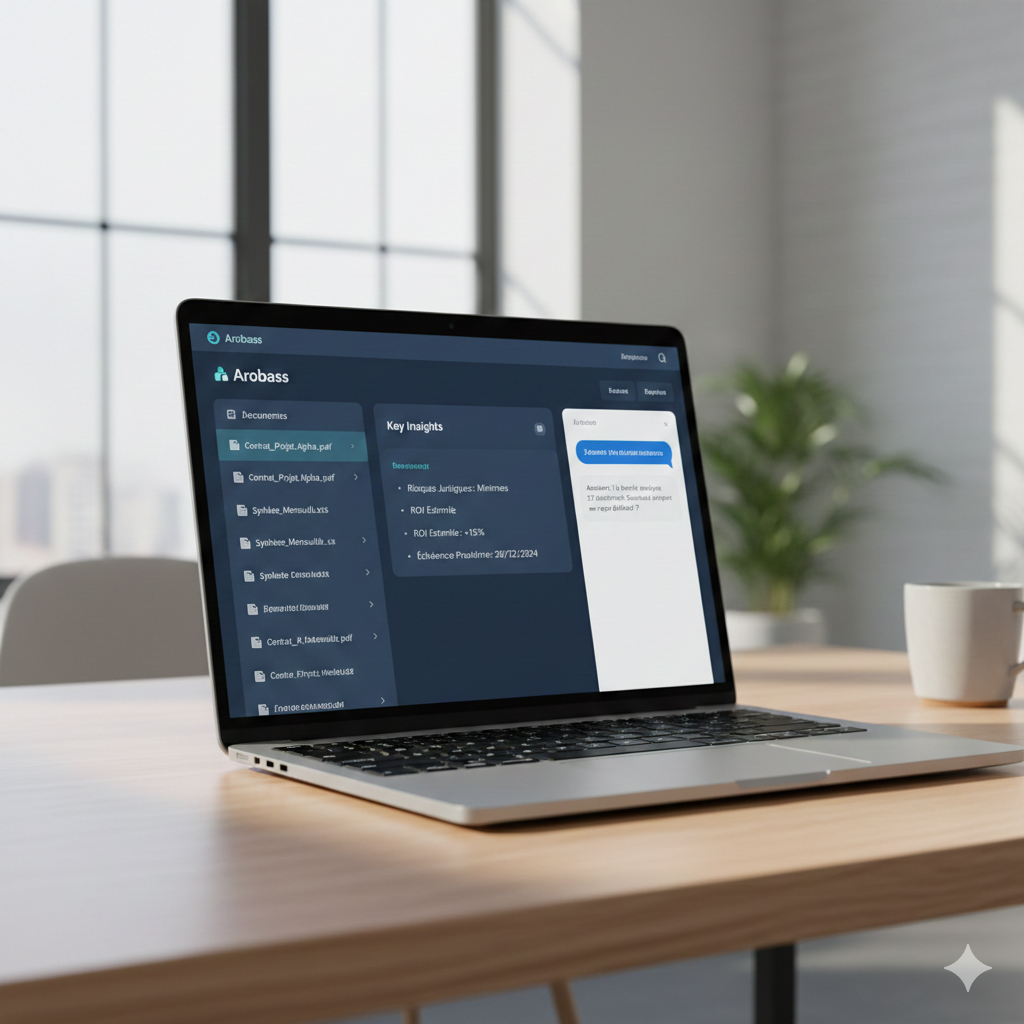 Maquette d'interface Arobass sur un écran d'ordinateur.